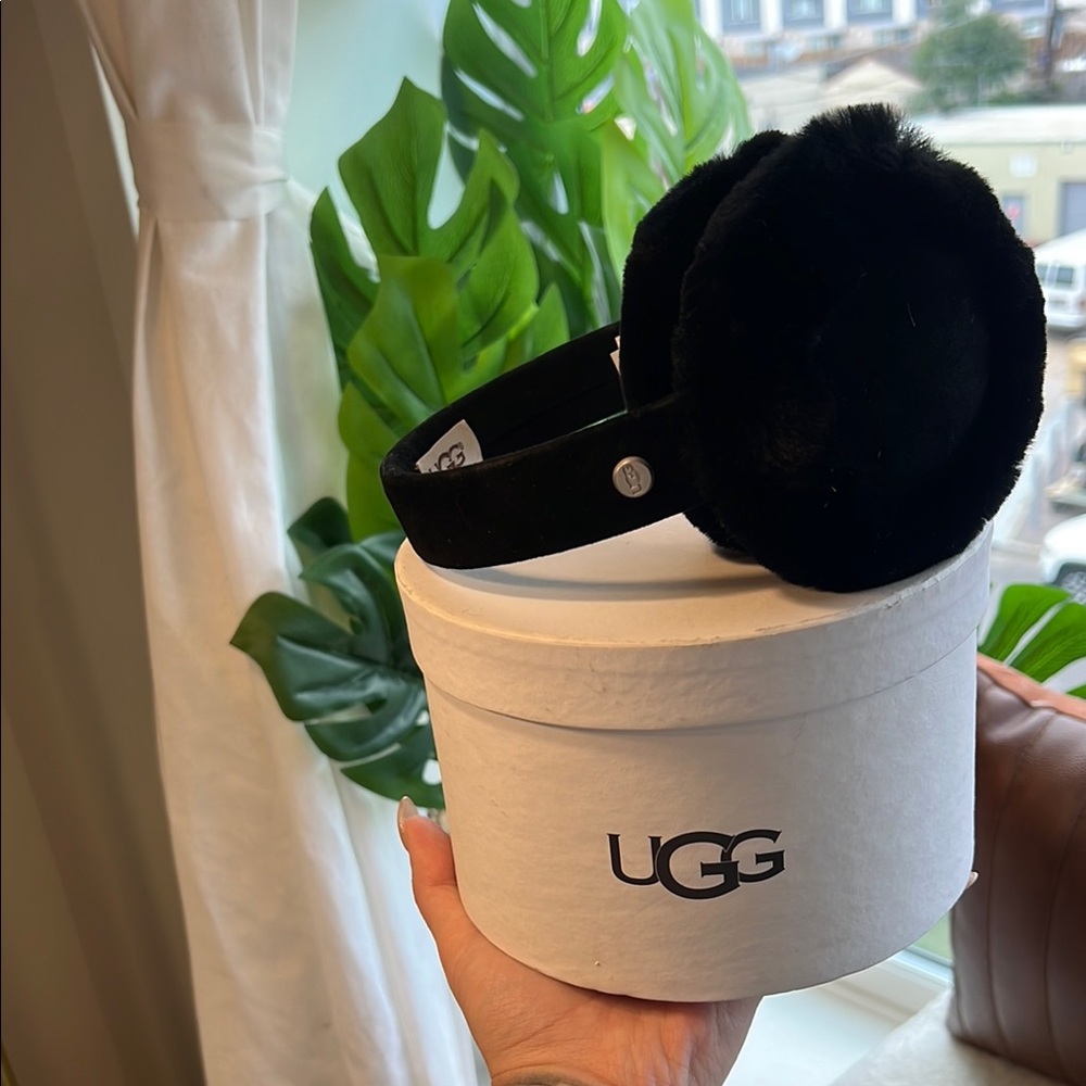UGG Black Fuzzy Earmuffs